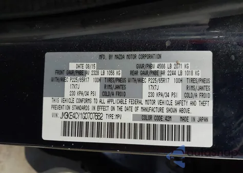 2016 Mazda Cx-5 Touring from USA, damaged, VIN JM3KE4CY1G0707662